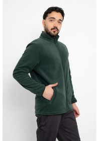 Resim Dasüniforma Unisex Anti-pilling Tüylenme Yapmayan Standart Fit Tam Fermuarlı Soğuk Geçirmez Polar Hırka Yeşil 