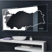 Resim GLOBAL LED MIRROR 70x120 Türkiye Haritalı Dokunmatik Tuşlu Ledli Banyo Aynası 