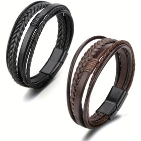 Resim 1 adet Bohem Handmade Yapay Deri Bileklik - Etnik Stil Çok Katmanlı Moda Takı Erkekler ve Kadınlar İçin, Günlük Giyim, Partiler ve Hediye Verme İçin Uygun 