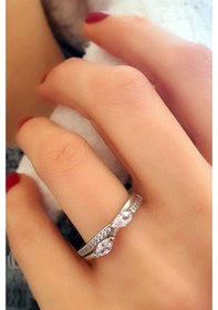 Resim Zirkon Taşlı Gümüş Lüks Yüzük 18 