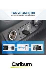 Resim Carlburn Premium Bluetooth 5.4 Tak Çalıştır Hızlı Wifi 6 Teknolojisi MPIA CP-2 Android Car Play Auto Adaptör 