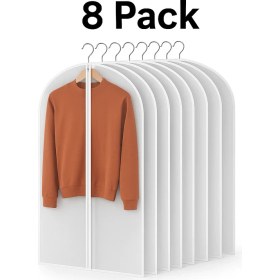 Resim Karteks 8’li Elbise Kılıfı Seti – 60×100 cm Şeffaf Fermuarlı, Toz ve Nem Koruyucu Kılıf 