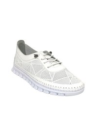 Resim Taşpınar %100 Hakiki Deri Kadın Ortopedik Yazlık Günlük Akıllı Lastik Bağcıklı Ayakkabı 36-41 Beyaz 