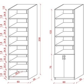 Resim %100 MDFLAM Beyaz Kapaklı Kitaplık K-31 