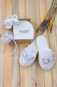 Resim Modakids Açık Mavi Angel Melek Kanatlı Lohusa Taç Terlik Ve Bebek Patik Bandana Set 