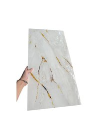 Resim 30x60cm 1 Adet Gold Mermer Desen Yapışkanlı Banyo,tezgah Arası Kaplama Duvar Paneli Kağıdı Tx-076 Beyaz - Krem 
