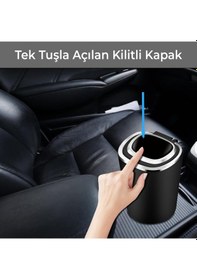 Resim Araç İçi Küllük Krom Kapaklı Mavi Renk Işıklı Yanmaz Koku Geçirmez 