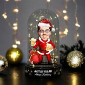 Resim Bira İçen Noel Baba Kostümlü Erkek Fanus Biblo 