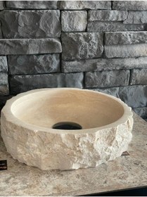 Resim Polen Stone Traverten Taş Dekoratif Patlatma Modeli Lavabo 41x15 