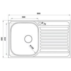 Resim Hafele Capua 04 Sol Damlalıklı Paslanmaz Çelik Mutfak Eviye Inox 86 x 50 CM 