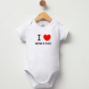 Resim Naive Baby %100 Pamuklu Bebek Body - I Love Mom & Dad- Bebek Zıbın Badi 