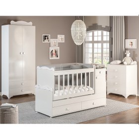 Resim Patiko Sahra 970 Bebek Odası Takımı Beyaz 