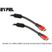 Resim Eyfel Hd-4k01 19+1 Hdmı To Hdmı 1.5m Kılıflı V2.0 Ultra Hd 4k 2160p 3d Kablo 