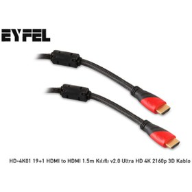 Resim Eyfel Hd-4k01 19+1 Hdmı To Hdmı 1.5m Kılıflı V2.0 Ultra Hd 4k 2160p 3d Kablo 