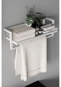Resim Aju Havluluk Banyo Rafı Havlu Askısı Şal Aksesuar Bakım Ürünleri Banyo Mutfak Düzenleyicii Beyaz 