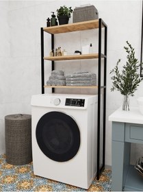 Resim Çamaşır Makinesi Üstü Düzenleyici Raf Banyo Dolabı Raf Kahverengi 