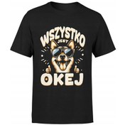 Resim T-shırt Her Şey Tamam Köpekle Erkekler İçin Komik Yaz Tatili Siyah 