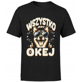 Resim T-shırt Her Şey Tamam Köpekle Erkekler İçin Komik Yaz Tatili Siyah 