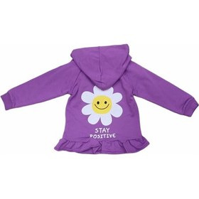 Resim İrem Kız Çocuk Önü Arkası Papatya Desenli Kapüşonlu Mor Renk Sweatshirt 