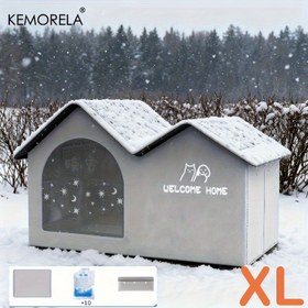 Resim KEMORELA (Evcil Hayvan Isıtma Evi) Tüm Mevsimler İçin Sıcak Evcil Hayvan Evi - Kedi Köşkü, Yalıtımlı Oxford Malzemeden Üretilmiş Kedi ve Köpek Barınma Alanı, Dış Mekanlar için Uygun, Şık Rüzgarlığa Dayanıklı, Çiğnemeye Karşı Dirençli Kolay Kurulumlu 