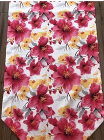 Resim Fuşya Sarı Büyük Çiçek Desenli Runner Çok Renkli 