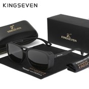 Resim KINGSEVEN Wraparound Polarized Glasses - Şık Siyah Çerçeve Altın Detaylarla, Günlük Kullanım ve Sürüş için Yüksek Kaliteli Lensler, Sürüş ve Daha Fazlası için Mükemmel - İdeal Sevgililer Günü Hediyesi, Polarize Gözlükler 