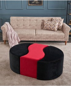Resim Favora Alya Puf - Siyah - Kırmızı Siyah - Kırmızı 