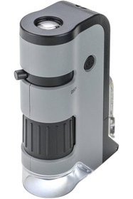 Resim STOREMAX MP-250 MicroFlip 100-250x LED Işıklı Cep Mikroskobu Akıllı Telefon Digiscoping Adaptör Klipsli, Gri 