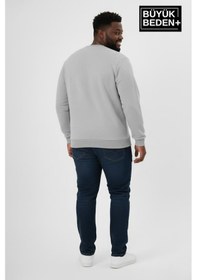 Resim Süperlife Erkek Büyük Beden M Baskılı Bisiklet Yaka İnce Sweatshirt Spr26bsw956-13 Açık Gri Melanj 