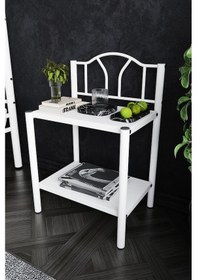 Resim Argimo Bella Retro Ferforje Tarz Metal Komodin Beyaz 