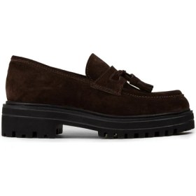 Resim Deery Kadın Hakiki Süet Kahverengi Püsküllü Loafer - 02020ZKHVE01 