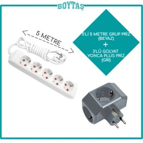 Resim Viko 5'li Beyaz Grup Priz + Gri Yonca Plus Golyat 
