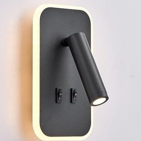 Resim Tuvalu Dekoratif Yatak Başı Lambası Cata13 Watt Gün Işığı Çift Kademeli Baş Ucu Kitap Okuma Lambası Led Aplik Gece Lambası Siyah 