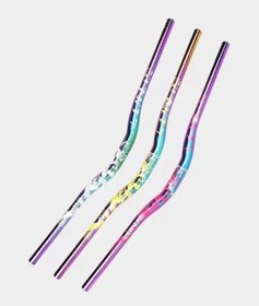 Resim Lunje Alüminyum 31.8 780 Mm Riser Mtb Gidon Bisiklet Gidonu Bukalemun Pembe Çok Renkli 