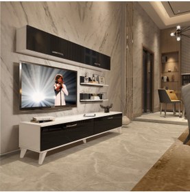 Resim Decoraktiv Eko 5 Slm Std Retro Tv Ünitesi Tv Sehpası - Beyaz - Siyah 