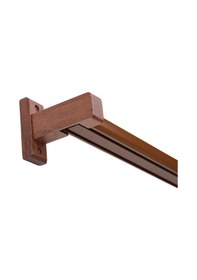 Resim Monaco Ahşap Başlıklı 2 Kanallı Alüminyum Dekoratif Ray Korniş Modern Rustik Ceviz- 125 Cm 