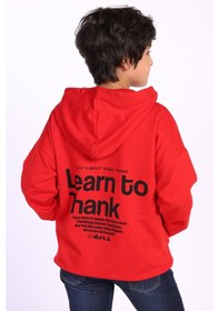 Resim Toontoy Kids Toontoy Erkek Çocuk Kapüşonlu Kanguru Cepli Baskılı Sweatshirt Kırmızı 