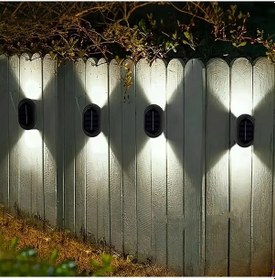 Resim Chuangyinshop 6 Led Solar Dış Duvar Lambası 4'lü Paket, Bahçe Dekoru İçin Sıcak/beyaz Işık Beyaz Işık 