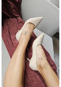 Resim 10 670 Topukla Kadın 6 Cm Kadeh Topuk Stiletto Ten Süet 