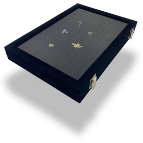 Resim Richbox Yüzük Çantrası Kol Düğmesi Takı Kutusu Alcantara Siyah 