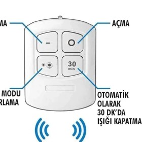 Resim Uray Home H1COB Uzaktan Kumandalı Tekli Spot Lamba Pilli Dolap Altı Spot 