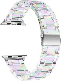 Resim Microsonic Apple Watch Series 6 40mm için Kordon Stainless Transparent Clear Çok Renkli [Watch Series 6 40mm ile Uyumlu Kordon - Çok Renkli] 