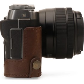 Resim Megagear MG1771 Suni Deri Yarım Kamera Kılıfı Fujifilm X-A7 ile Uyumlu (Tek Dip) 