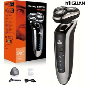 Resim MIGUAN Erkek Elektrikli Tıraş Makinesi - USB Şarj Edilebilir, Kablosuz Tıraş Makinesi 3 Paslanmaz Çelik Bıçak, Su Geçirmez Başlık, 600mAh Lityum Pil 