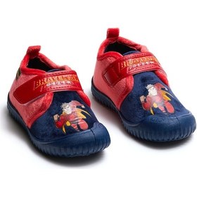 Resim Gezer Kışlık Braveman Baskılı Rahat Cırtlı Erkek Bebek Çocuk Panduf Kırmızı 