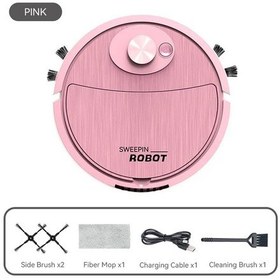 Resim Elektrikli Süpürge Usb Şarj Süpürme Robotu Paspas Makinesi Pet Saç Sert Zemin Pink Pembe 