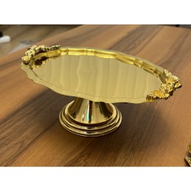 Resim Çelik Gold Renk Kulplu Model Ayaklı Kek Kurabiye Standı Ikramlık Lüx 