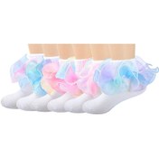 Resim Kızlar için Ayak Bileği Çorapları, Prenses Dans Kız, Polyester %80 + Spandex %20, Düz Renk, Örgü Kumaş, Dantel Kenarlıklı 