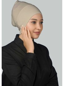 Resim Altobeh Hazır Pratik Geçmeli Uzun Boru Tesettür Bonesi - Kum Beji 