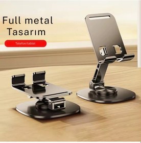 Resim Ayarlanabilir Metal Telefon Tablet Standı Masaüstü Katlanabilir Tutucu Ergonomik Ve Dayanıklı 